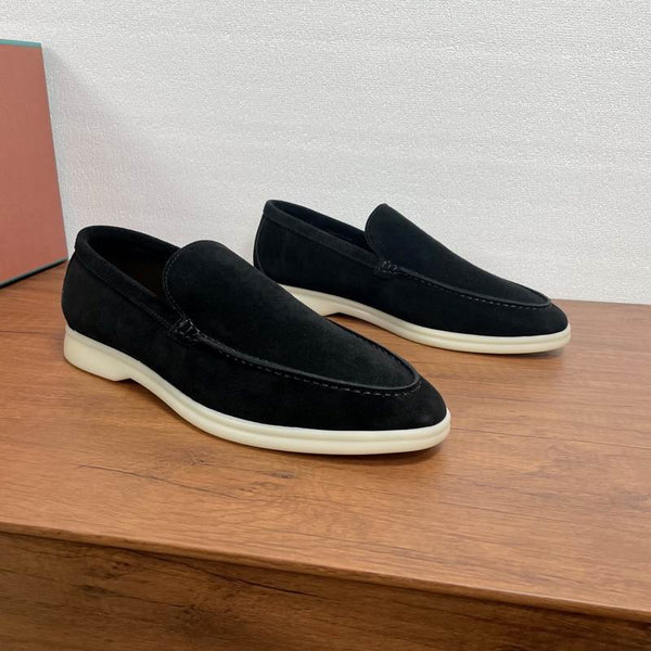 Black Suede Slip-On Loafers