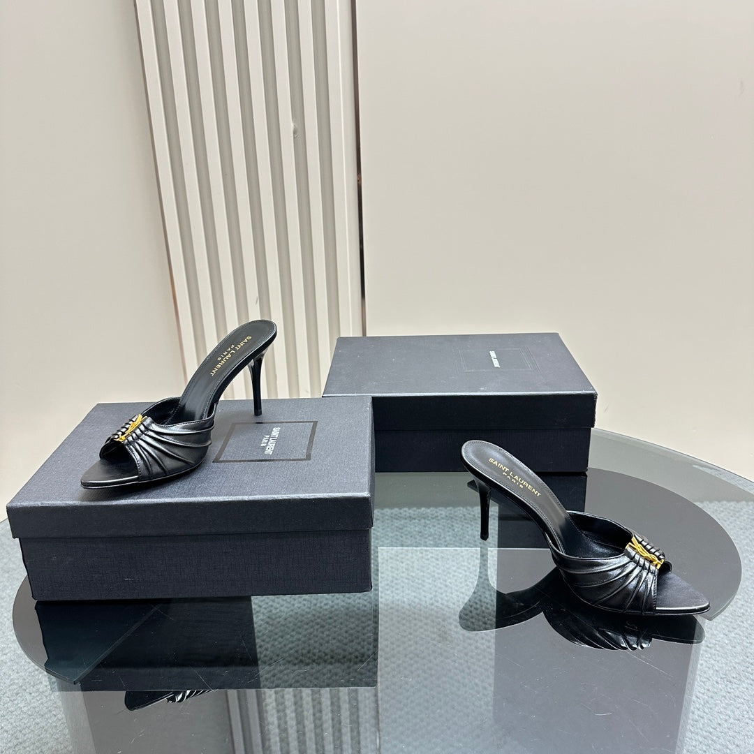 Leather Heeled Mules